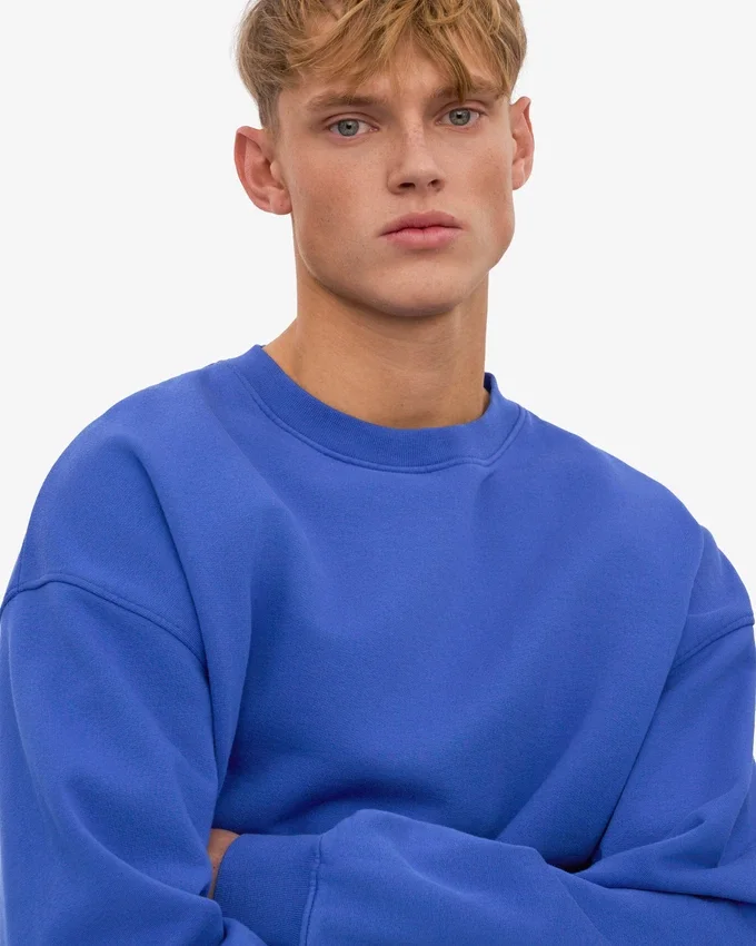Jersey de cuello redondo oversize orgánico - Azul zafiro