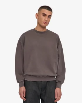 Jersey de cuello redondo oversize orgánico – Barro descolorido