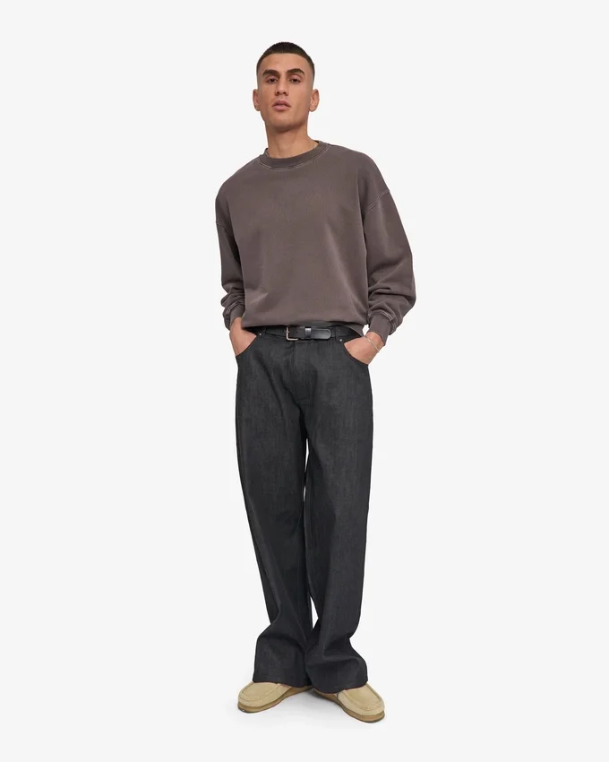Jersey de cuello redondo oversize orgánico - Barro descolorido
