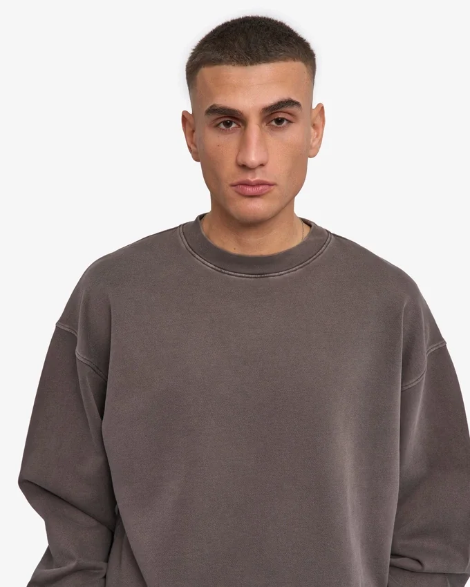 Jersey de cuello redondo oversize orgánico - Barro descolorido