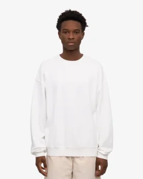 Jersey de cuello redondo oversize orgánico – Blanco óptico