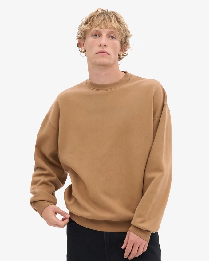 Jersey de cuello redondo oversize orgánico - Camello del Sáhara