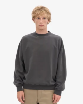 Jersey de cuello redondo oversize orgánico – Gris lava
