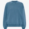 Jersey de cuello redondo oversize orgánico - Índigo descolorido
