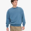 Jersey de cuello redondo oversize orgánico - Índigo descolorido