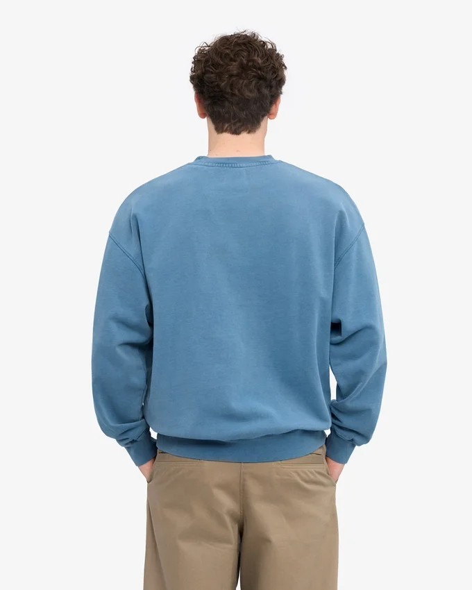 Jersey de cuello redondo oversize orgánico - Índigo descolorido