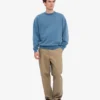 Jersey de cuello redondo oversize orgánico - Índigo descolorido