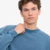 Jersey de cuello redondo oversize orgánico - Índigo descolorido