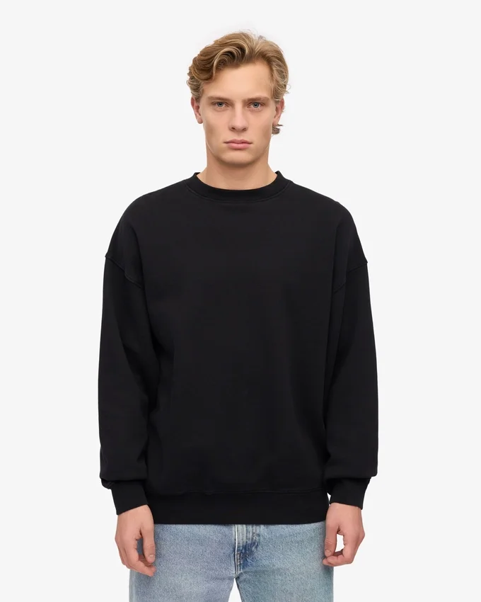 Jersey de cuello redondo oversize orgánico - Negro intenso