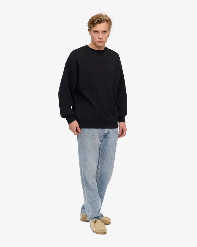 Jersey de cuello redondo oversize orgánico - Negro intenso