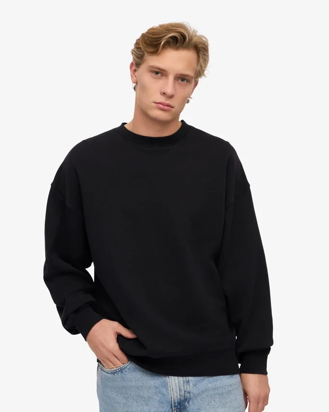 Jersey de cuello redondo oversize orgánico - Negro intenso