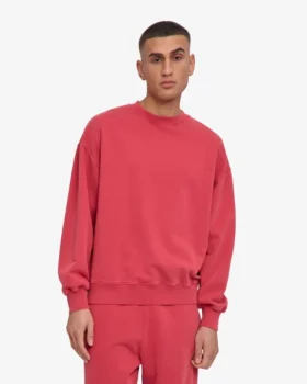 Jersey de cuello redondo oversize orgánico – Rojo descolorido