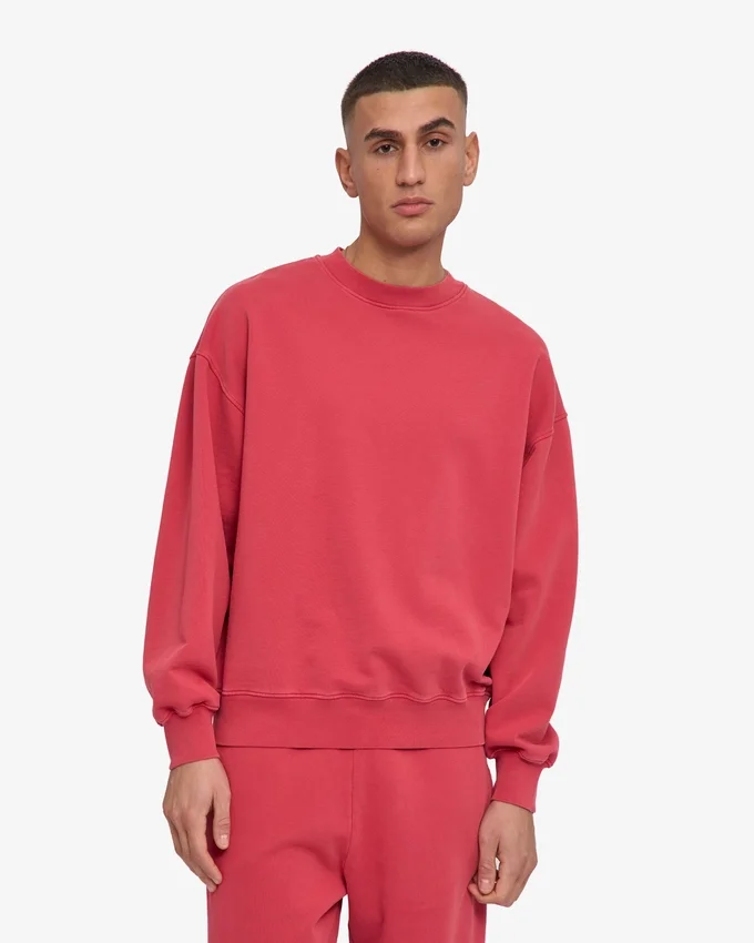 Jersey de cuello redondo oversize orgánico - Rojo descolorido