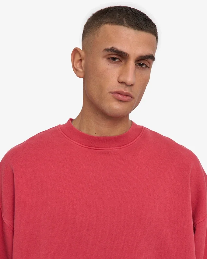 Jersey de cuello redondo oversize orgánico - Rojo descolorido