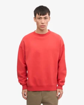 Jersey de cuello redondo oversize orgánico – Rojo mandarina
