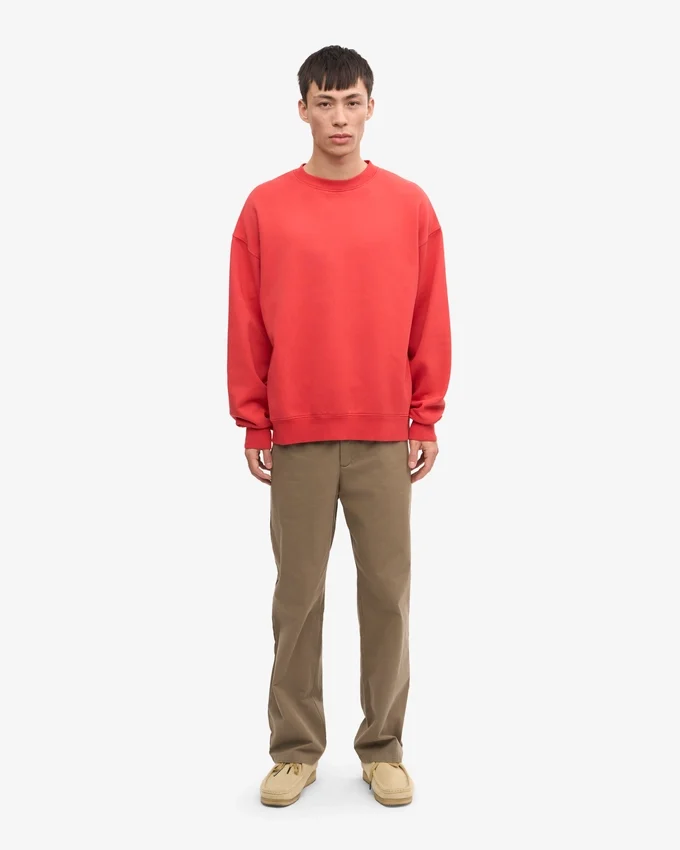Jersey de cuello redondo oversize orgánico - Rojo mandarina