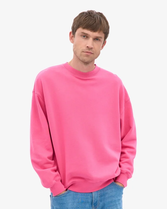 Jersey de cuello redondo oversize orgánico - Rosa chicle