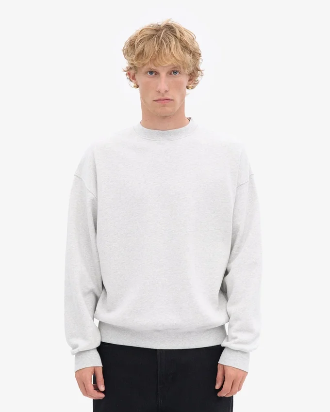 Jersey de cuello redondo oversize orgánico - Snow Melange