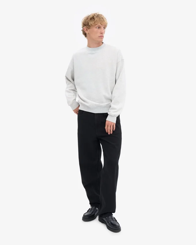 Jersey de cuello redondo oversize orgánico - Snow Melange