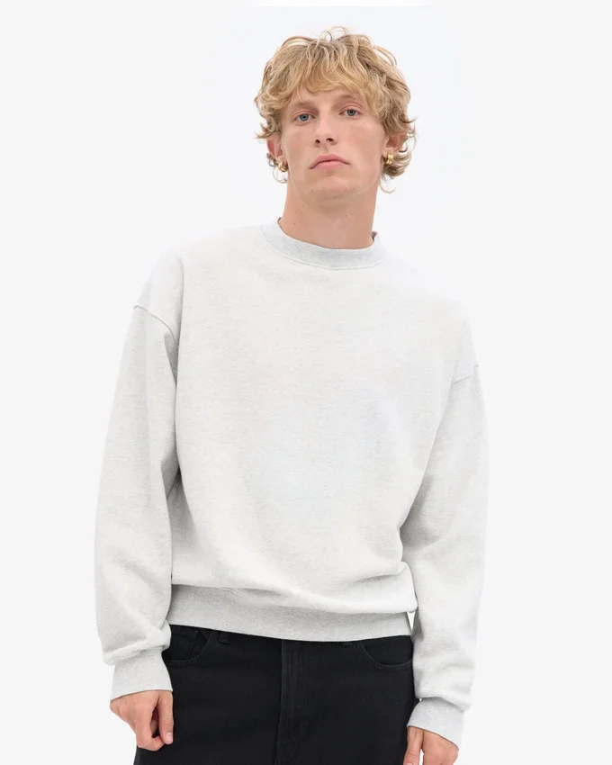 Jersey de cuello redondo oversize orgánico - Snow Melange