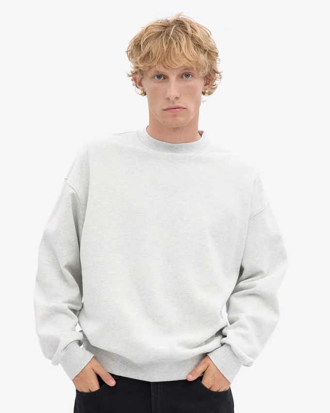 Jersey de cuello redondo oversize orgánico - Snow Melange