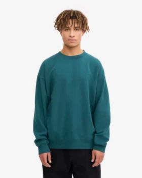 Jersey de cuello redondo oversize orgánico – Verde océano