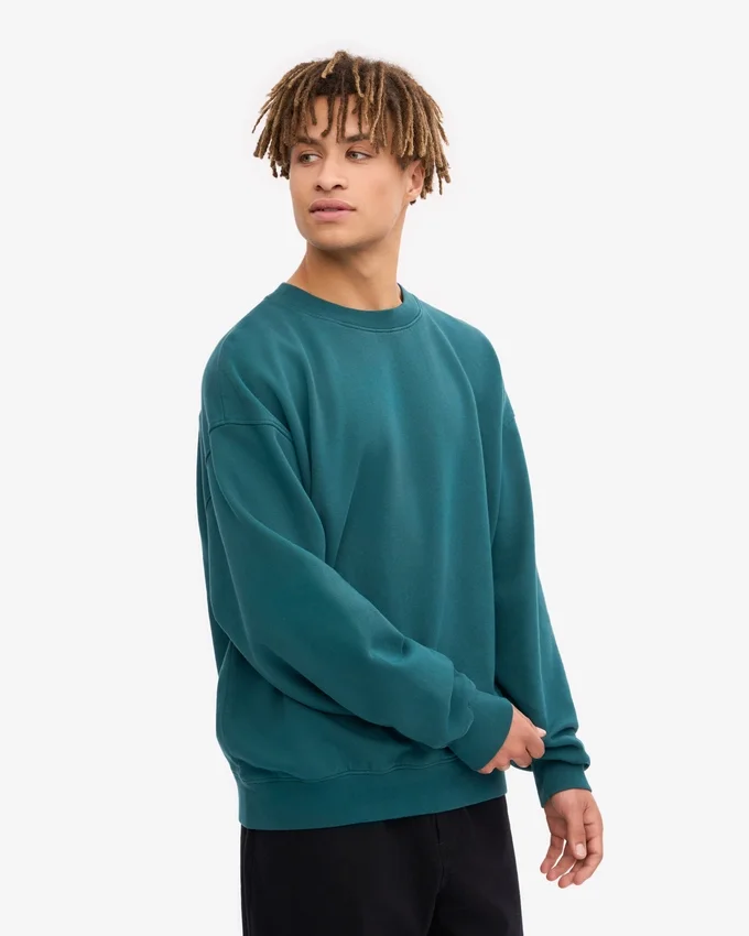 Jersey de cuello redondo oversize orgánico - Verde océano