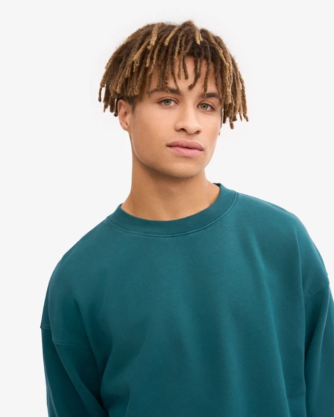 Jersey de cuello redondo oversize orgánico - Verde océano