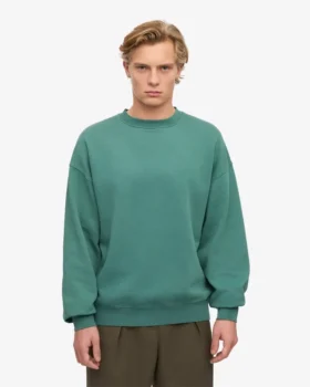Jersey de cuello redondo oversize orgánico – Verde pino