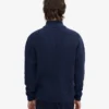 Jersey de lana merina con jerséu de media cremallera - Azul marino