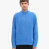 Jersey de lana merina con media cremallera - Azul Pacífico