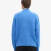 Jersey de lana merina con media cremallera - Azul Pacífico