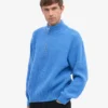 Jersey de lana merina con media cremallera - Azul Pacífico