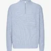 Jersey de merino con media cremallera - Azul polar