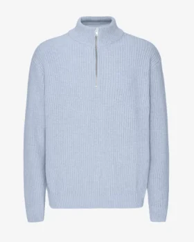 Jersey de merino con media cremallera - Azul polar