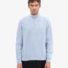 Jersey de merino con media cremallera - Azul polar