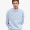 Jersey de merino con media cremallera - Azul polar
