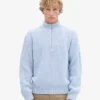 Jersey de merino con media cremallera - Azul polar