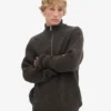Jersey de merino con media cremallera - Marrón café