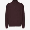 Jersey de merino con media cremallera - Rojo sangre de buey