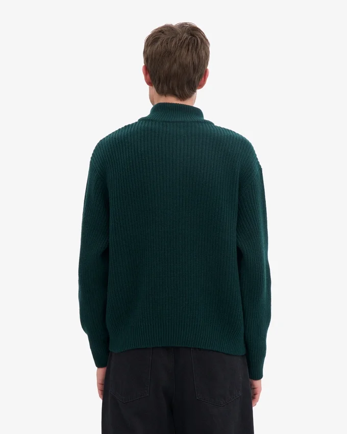 Jersey de merino con media cremallera - Rojo sangre de buey