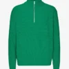Jersey de merino con media cremallera - Verde Kelly
