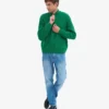 Jersey de merino con media cremallera - Verde Kelly