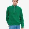 Jersey de merino con media cremallera - Verde Kelly