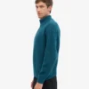 Jersey de merino con media cremallera - Verde océano