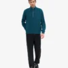 Jersey de merino con media cremallera - Verde océano