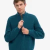 Jersey de merino con media cremallera - Verde océano