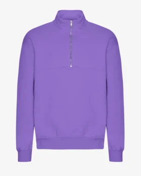 Jersey orgánico con jerséí de media cremallera - Violeta ultravioleta