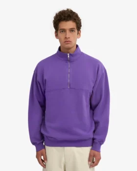 Jersey orgánico con jerséí de media cremallera – Violeta ultravioleta