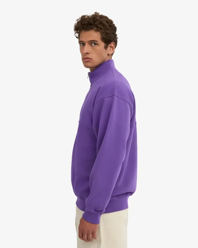 Jersey orgánico con jerséí de media cremallera - Violeta ultravioleta